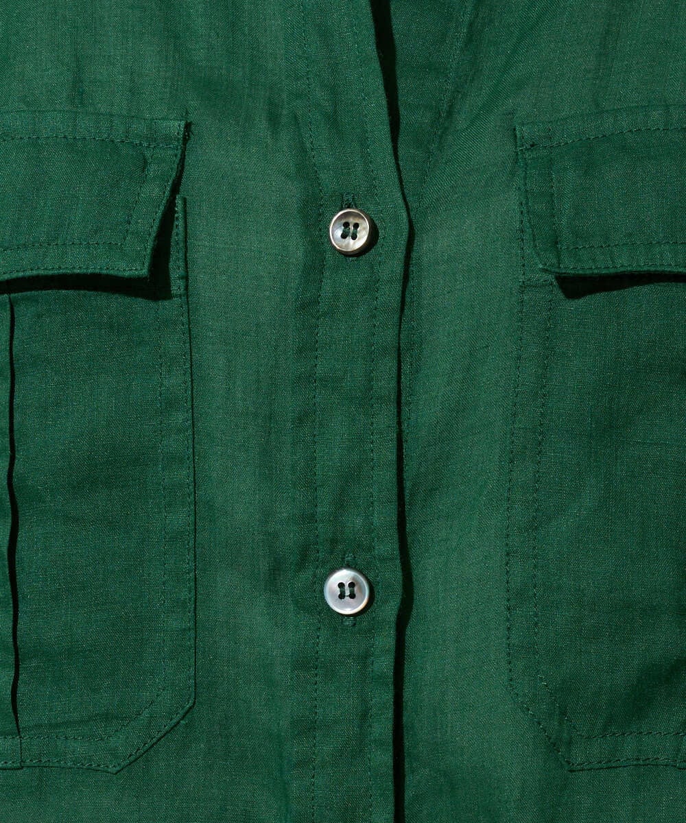 PZBGD39290 GEORGES RECH(ジョルジュ・レッシュ) シアーリネンサファリシャツ グリーン