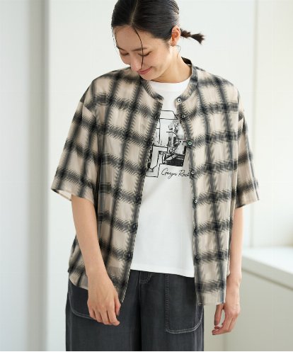 PZBHE63250 GEORGES RECH シアーチェックバンドカラーブラウス