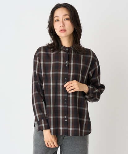 PZBJE21290 GEORGES RECH  [セットアップ対応]スタンドカラーチェックブラウス