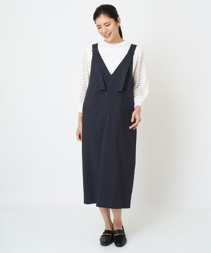 PZEGV01460 GEORGES RECH  [日本製/セットアップ対応]リネンピンストライプジャンパースカート