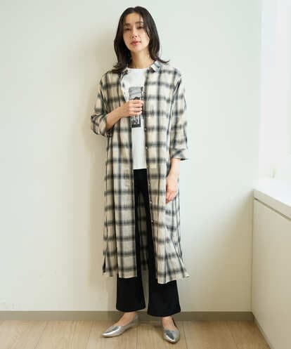PZEHE63430 GEORGES RECH シアーチェックレイヤードワンピース