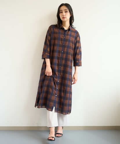 PZEHE63430 GEORGES RECH シアーチェックレイヤードワンピース