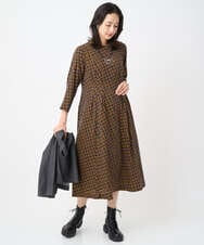 PZEJB41490 GEORGES RECH(ジョルジュ・レッシュ) Aラインオパールチェックワンピース オレンジ