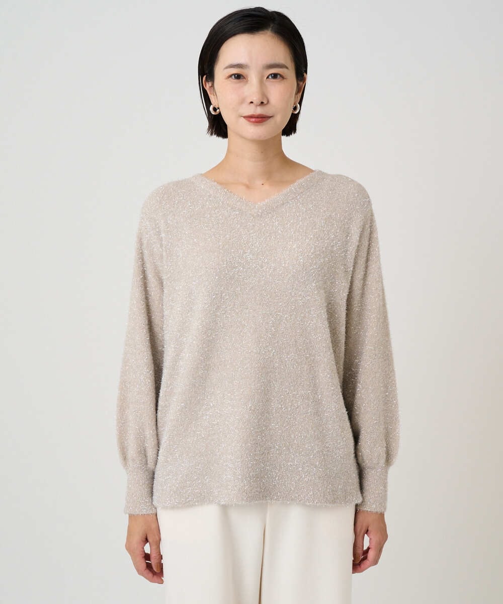 PZFCF51230 GEORGES RECH(ジョルジュ・レッシュ) メタリックシャギーVネックニット ベージュ