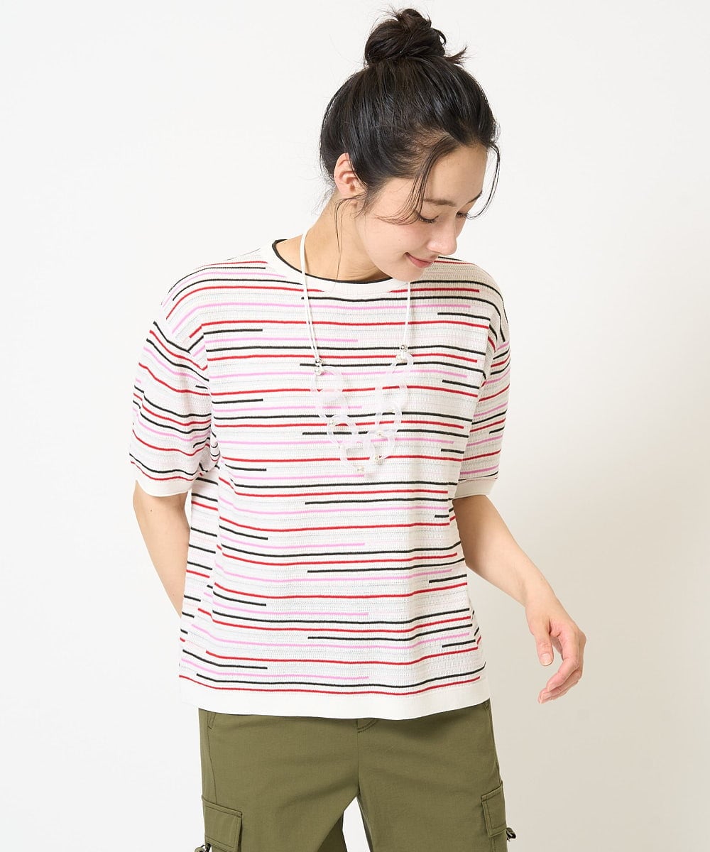 PZFGA03230 GEORGES RECH(ジョルジュ・レッシュ) カラフルボーダージャガードニット ホワイト系