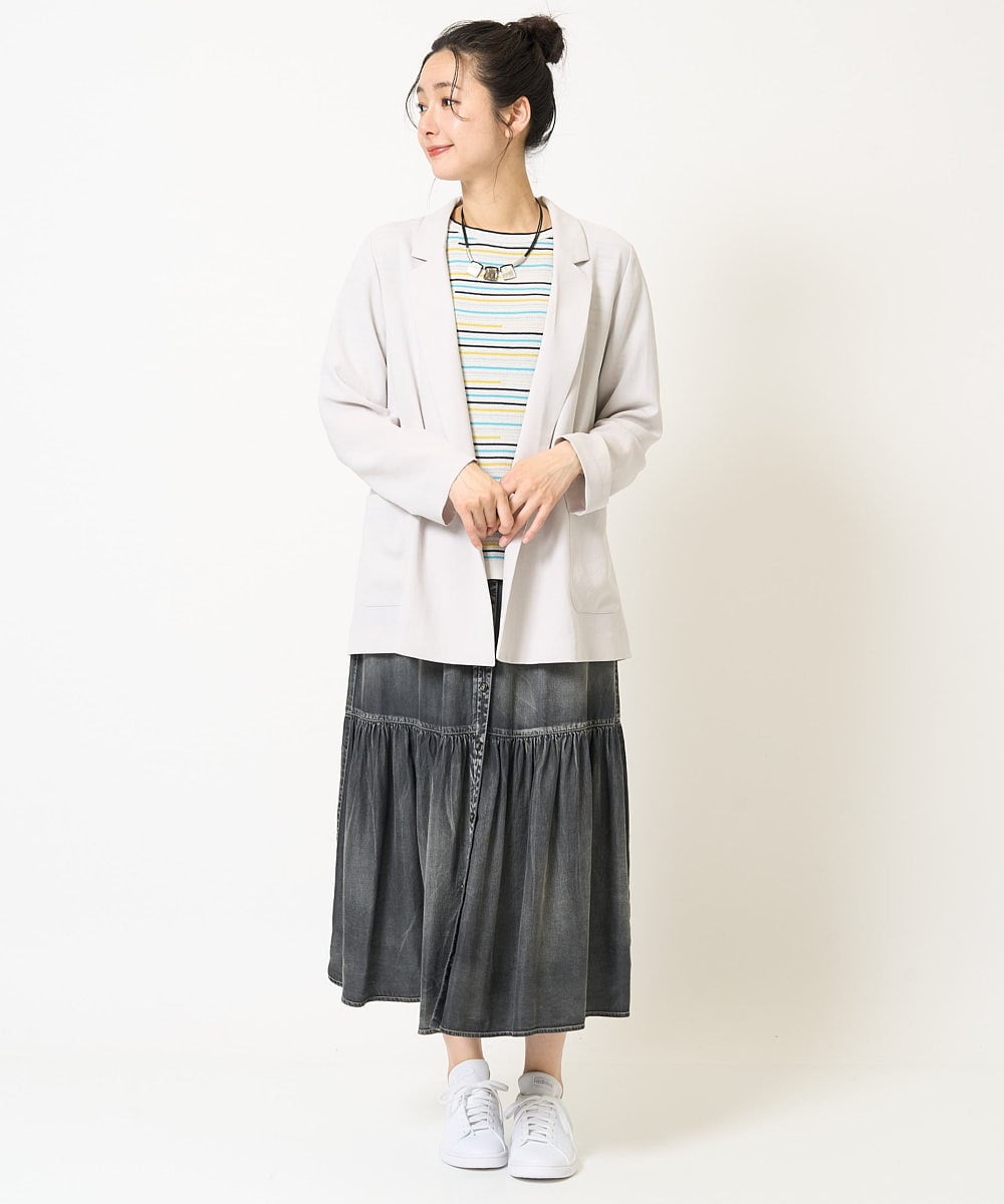PZFGA03230 GEORGES RECH(ジョルジュ・レッシュ) カラフルボーダージャガードニット ライトグレー系