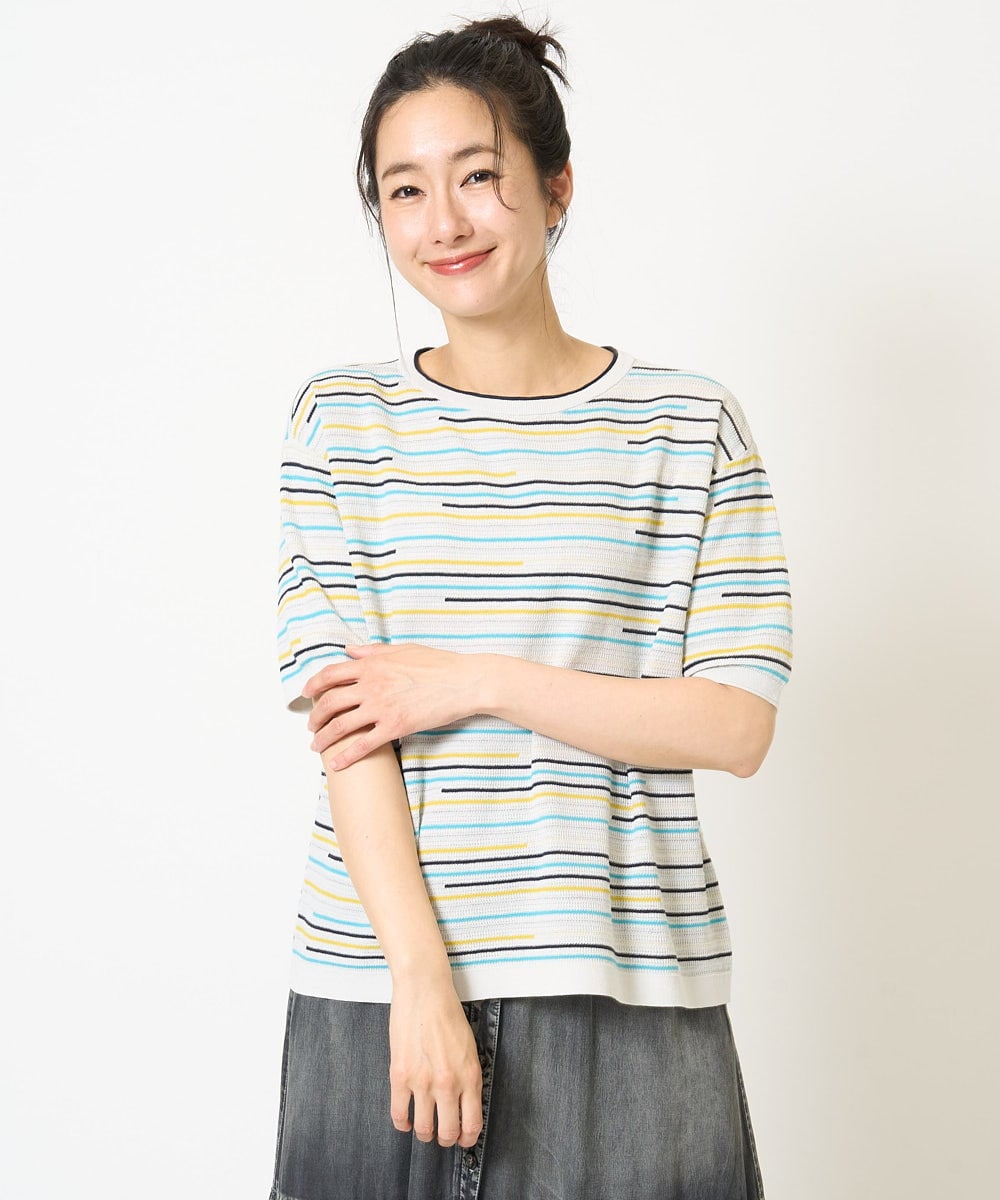 PZFGA03230 GEORGES RECH(ジョルジュ・レッシュ) カラフルボーダージャガードニット ライトグレー系