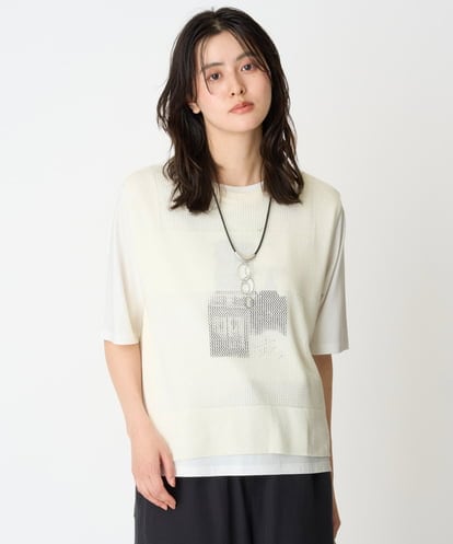 PZFGA16230 GEORGES RECH [新色追加]バックスリットメッシュニットベスト