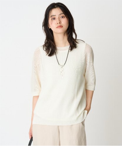 PZFGD15230 GEORGES RECH  [日本製]ホールガーメントストレッチ5分袖ニット
