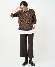 PZFJB42270 GEORGES RECH(ジョルジュ・レッシュ)  [日本製]配色デザイン8分袖ジャージーニット アイボリー