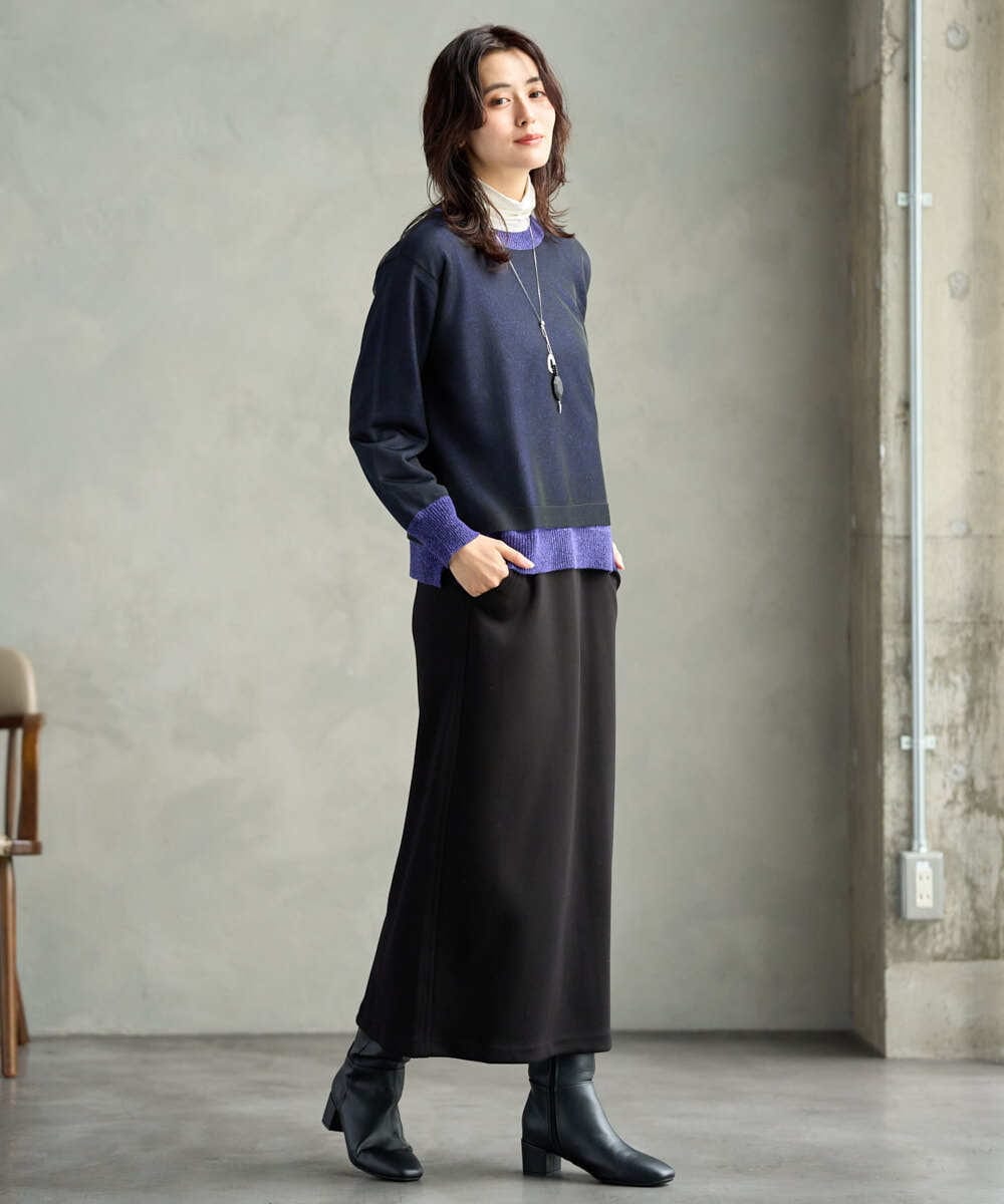 PZHAG11240 GEORGES RECH(ジョルジュ・レッシュ)  [セットアップ対応]ストレッチダンボールナロースカート ブラウン