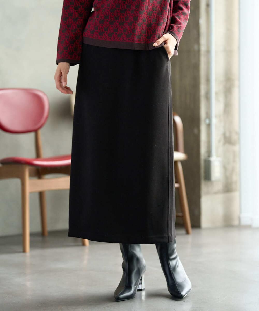PZHAG11240 GEORGES RECH(ジョルジュ・レッシュ)  [セットアップ対応]ストレッチダンボールナロースカート ブラック
