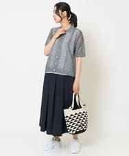 PZHHA55330 GEORGES RECH(ジョルジュ・レッシュ) [接触冷感/吸水速乾]サッカーシャドーギンガムタックフレアスカート ライトグレー
