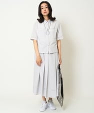 PZHHA55330 GEORGES RECH(ジョルジュ・レッシュ) [接触冷感/吸水速乾]サッカーシャドーギンガムタックフレアスカート ライトグレー