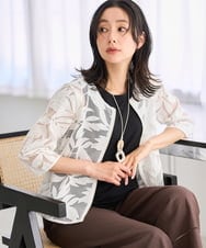 PZJGD37330 GEORGES RECH(ジョルジュ・レッシュ) メッシュアップリケノーカラージャケット ホワイト