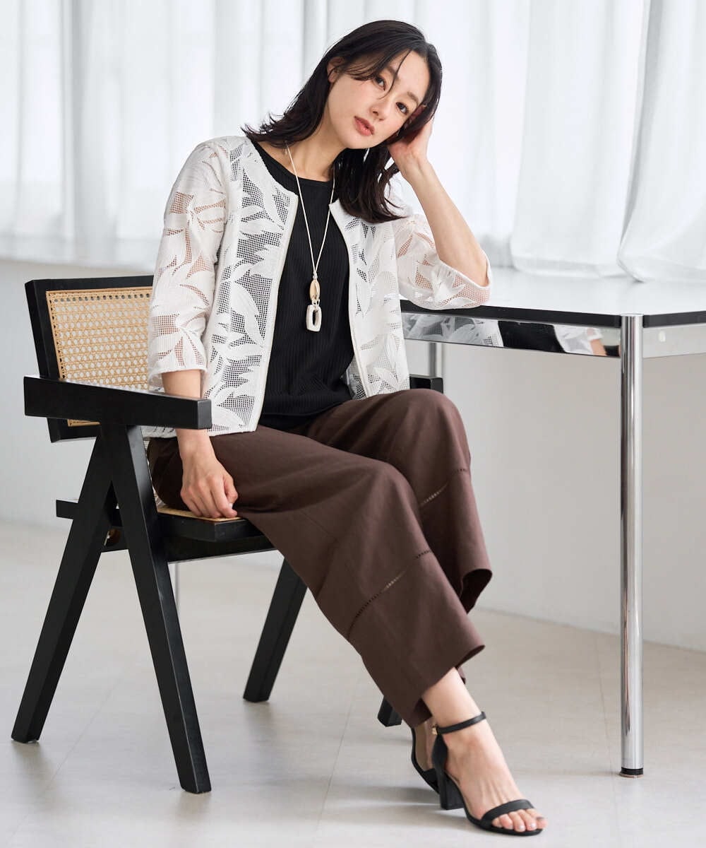 PZJGD37330 GEORGES RECH(ジョルジュ・レッシュ) メッシュアップリケノーカラージャケット ブラック