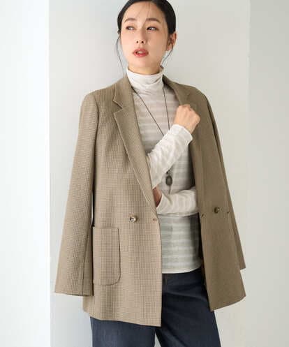 PZJJE18450 GEORGES RECH [セットアップ対応]ガングラブチェックダブルブレストジャケット
