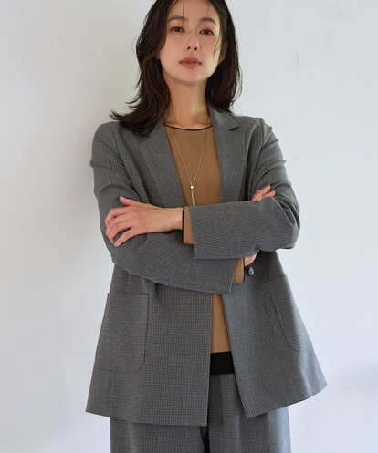 PZJJE18450 GEORGES RECH [セットアップ対応]ガングラブチェックダブルブレストジャケット