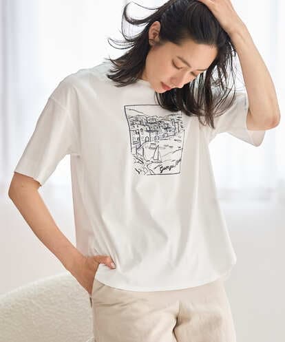 PZKGD24150  [接触冷感]ドライコットン刺繍カットソー
