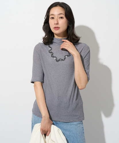 PZKGE49140 GEORGES RECH  [日本製]ボトルネックセミシアーボーダーカットソー