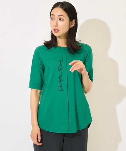 PZKHA59180  シルケット天竺ラウンドヘムロゴカットソー