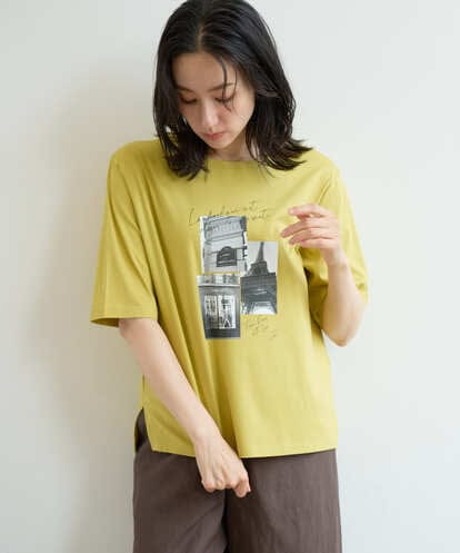 PZKHE67150 GEORGES RECH フォトプリントジャージー5分袖カットソー