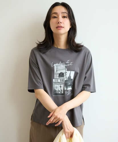 PZKHE67150 GEORGES RECH フォトプリントジャージー5分袖カットソー