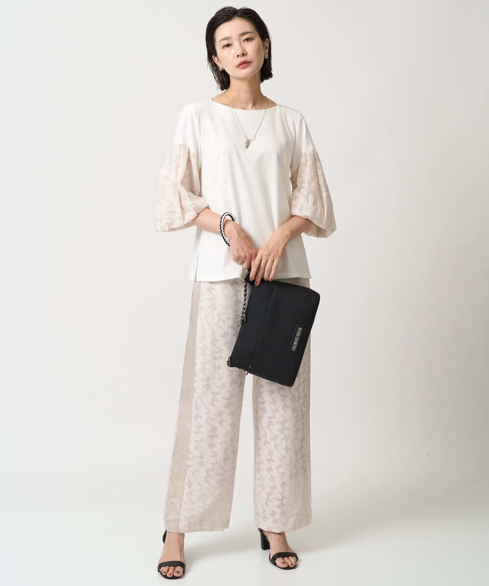 PZKJB23270 GEORGES RECH(ジョルジュ・レッシュ) ジャカードバルーンスリーブカットソー ベージュ