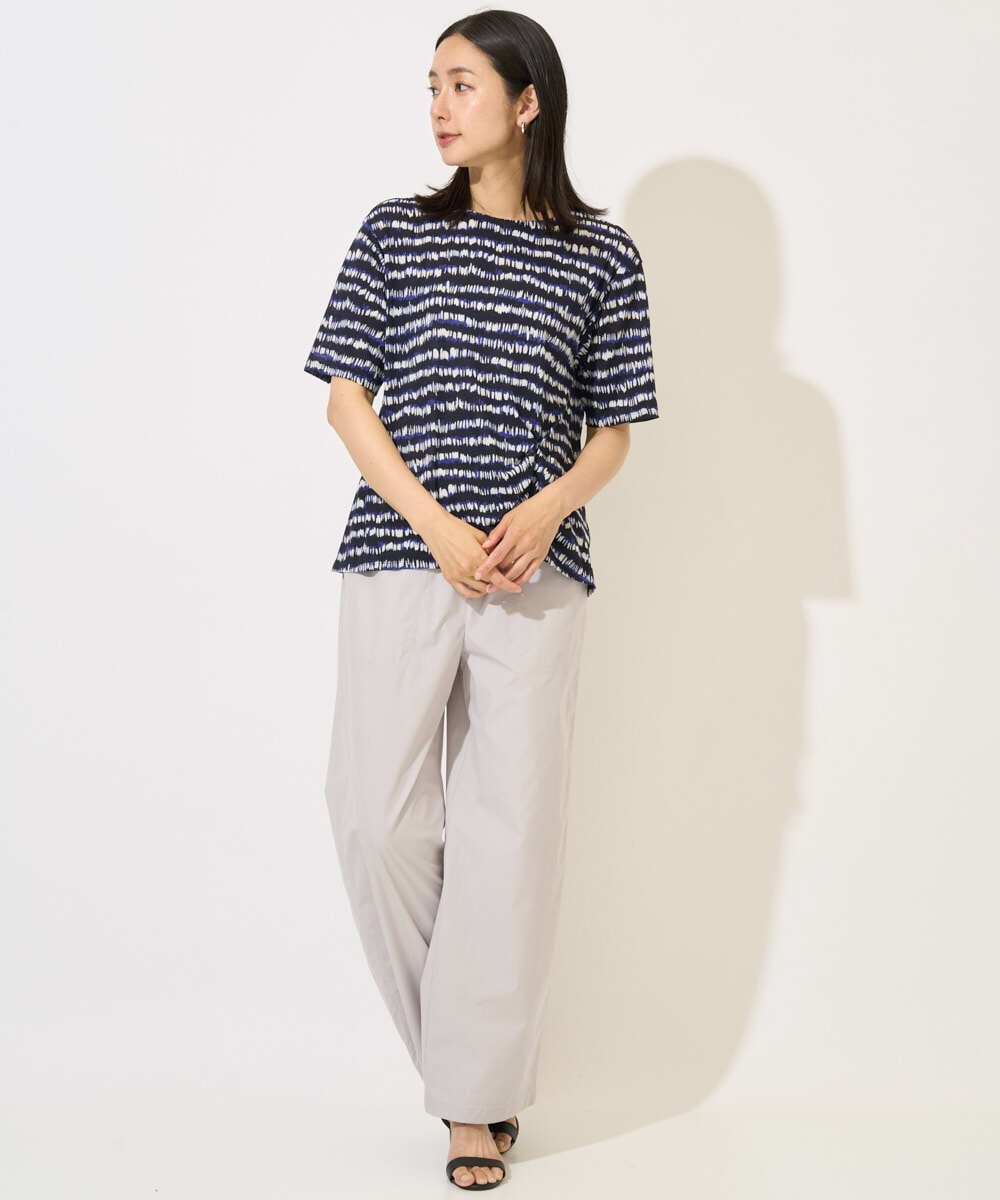 PZKJB29210 GEORGES RECH(ジョルジュ・レッシュ)  [日本製]ランダムボーダータックジャージーカットソー ネイビー系