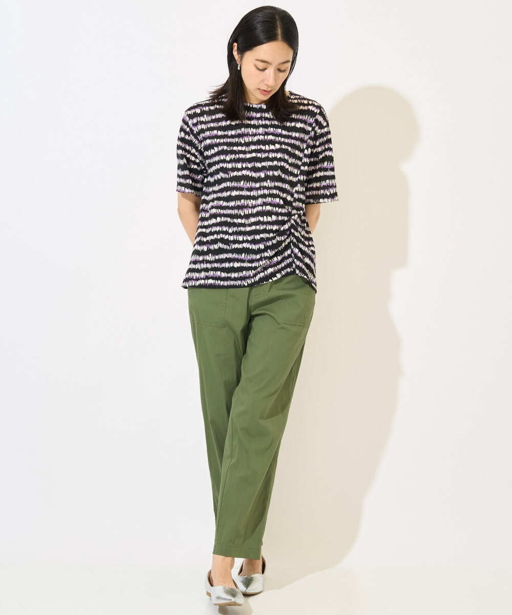 PZKJB29210 GEORGES RECH(ジョルジュ・レッシュ)  [日本製]ランダムボーダータックジャージーカットソー ネイビー系