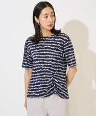 PZKJB29210 GEORGES RECH(ジョルジュ・レッシュ)  [日本製]ランダムボーダータックジャージーカットソー ネイビー系