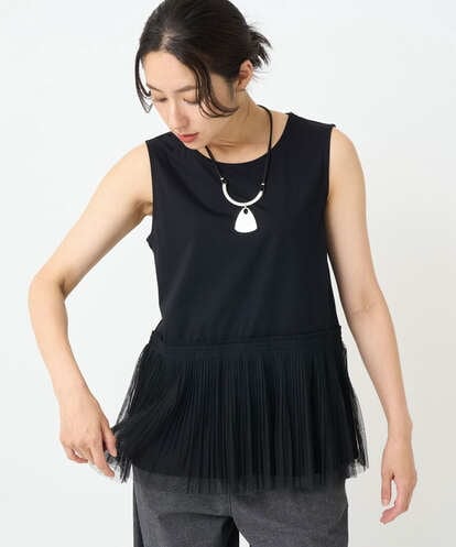 PZKJC10150 GEORGES RECH [接触冷感/遮熱]チュールプリーツタンクトップ