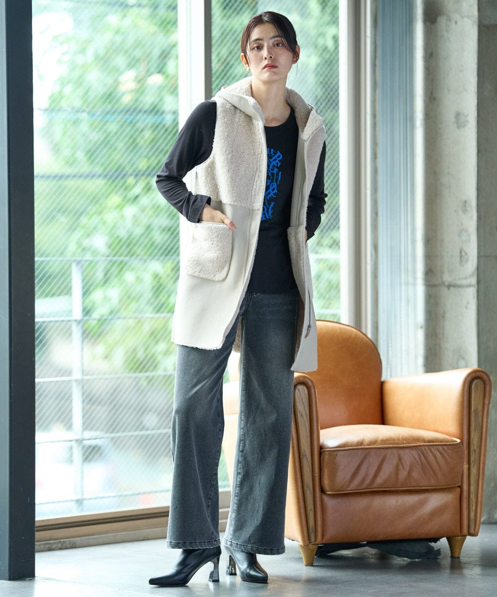 PZLAG34290 GEORGES RECH(ジョルジュ・レッシュ) 裏起毛ストレッチデニムパンツ ブラック