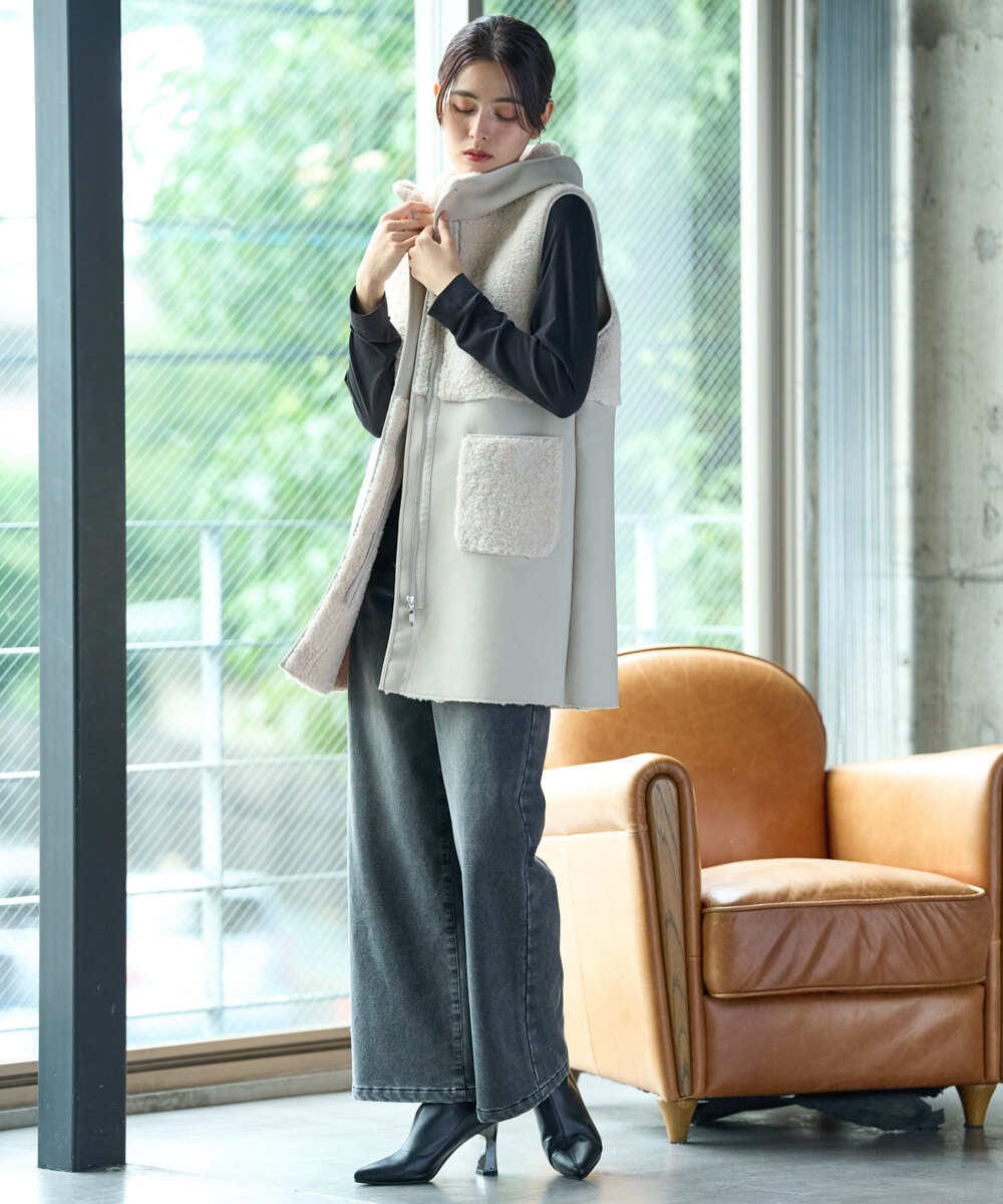 PZLAG34290 GEORGES RECH(ジョルジュ・レッシュ) 裏起毛ストレッチデニムパンツ ブラック