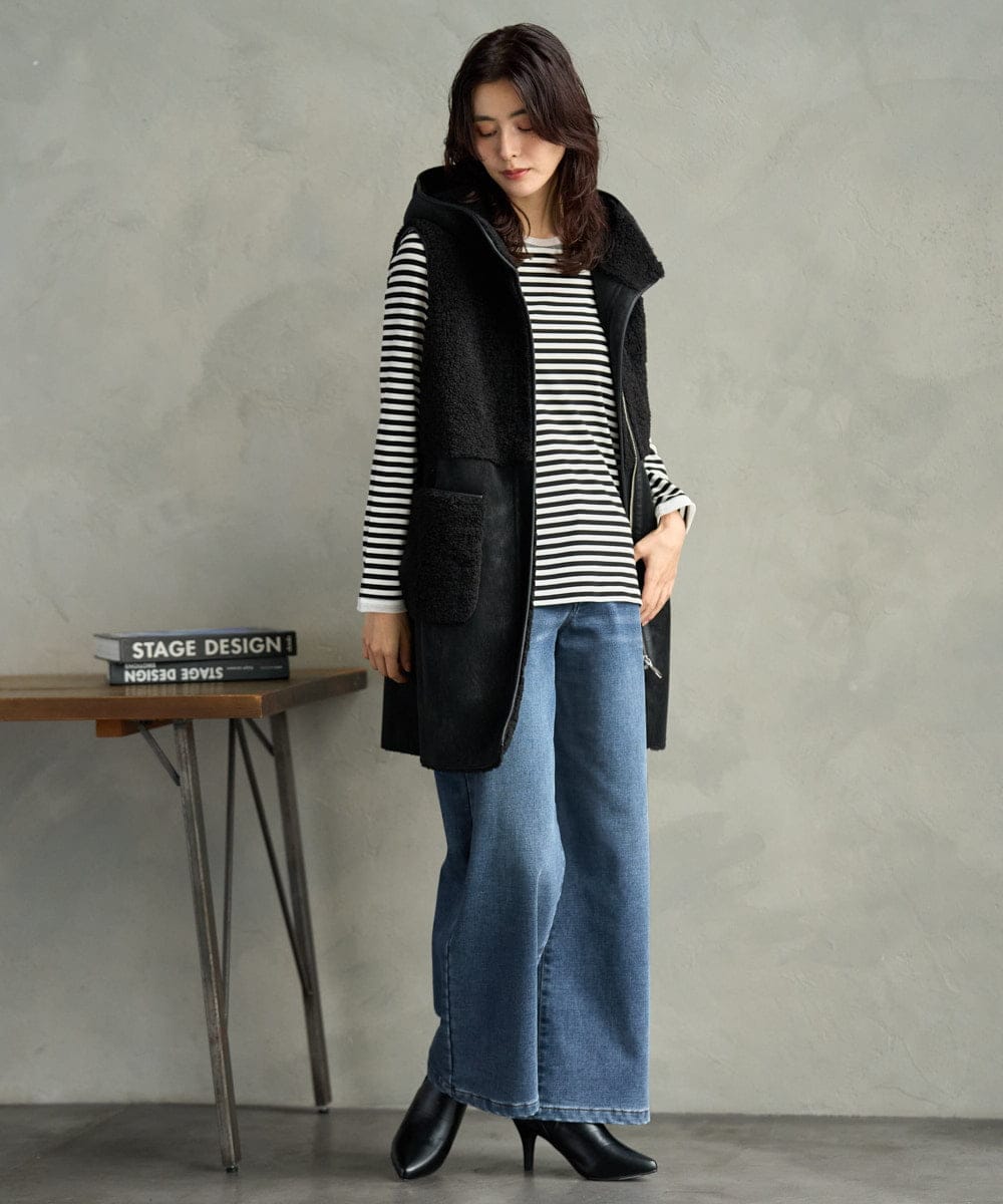 PZLAG34290 GEORGES RECH(ジョルジュ・レッシュ) 裏起毛ストレッチデニムパンツ ブラック
