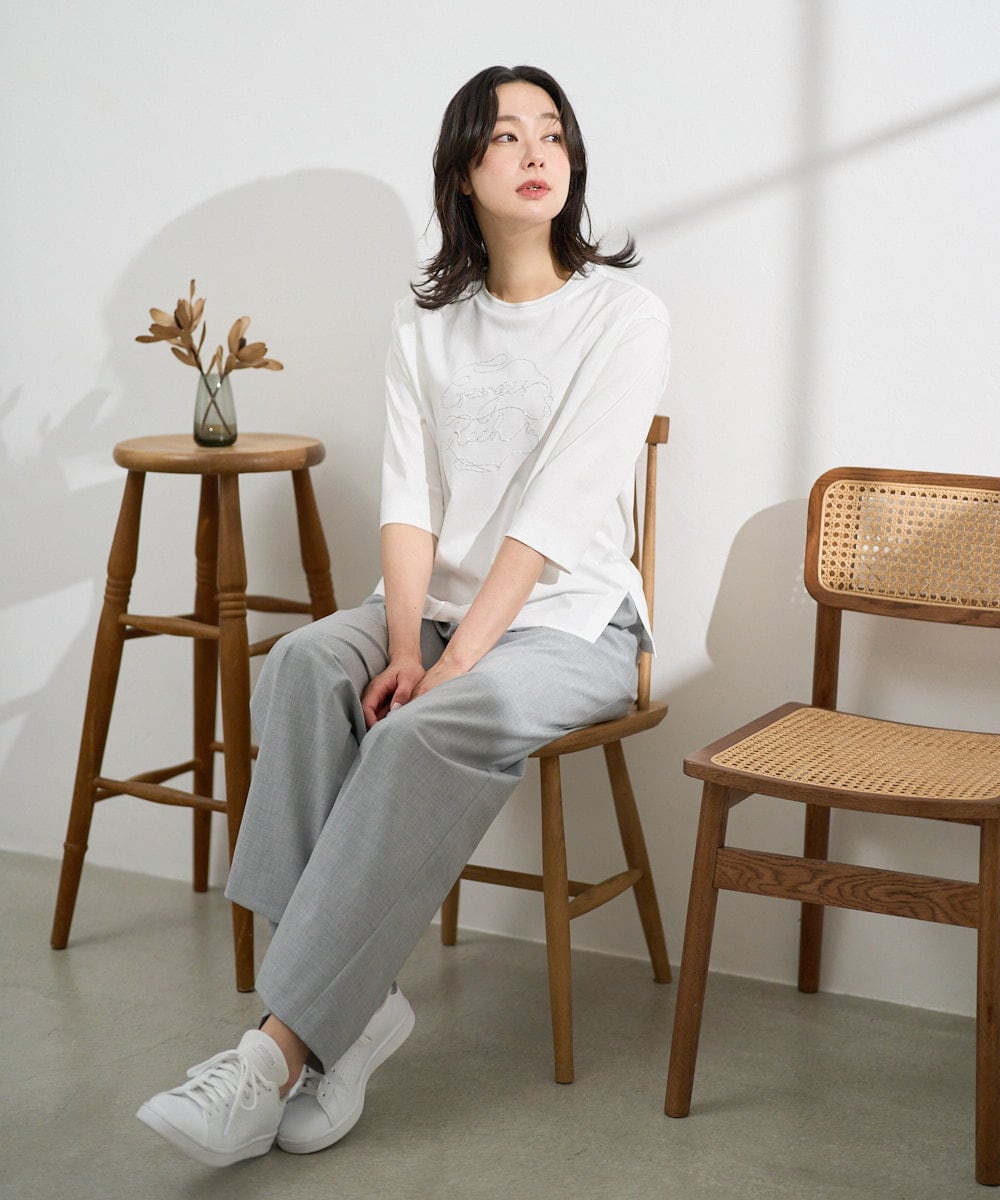 PZLEE25250 GEORGES RECH(ジョルジュ・レッシュ)  [日本製]ドロストタックワイドパンツ グレー