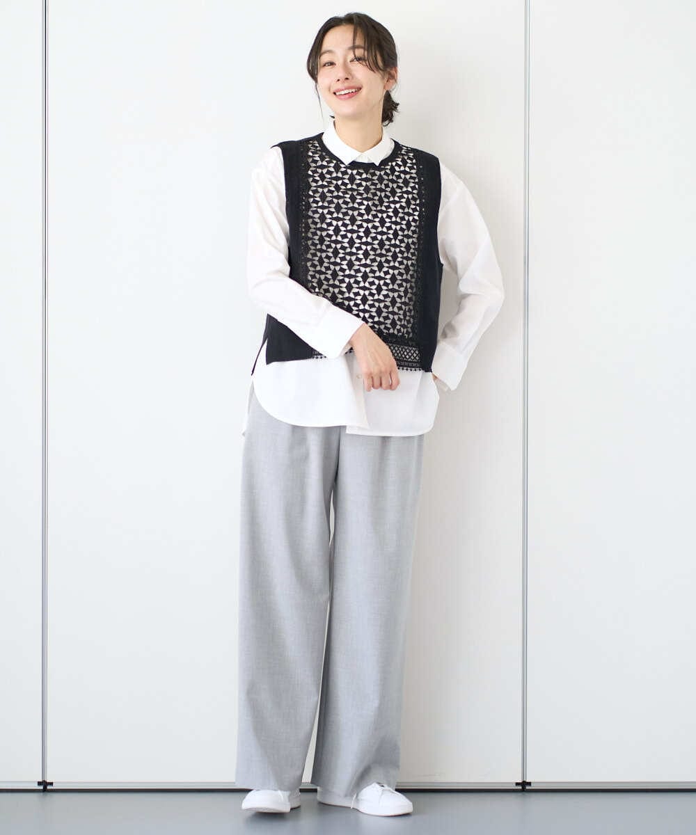 PZLEE25250 GEORGES RECH(ジョルジュ・レッシュ)  [日本製]ドロストタックワイドパンツ グレー
