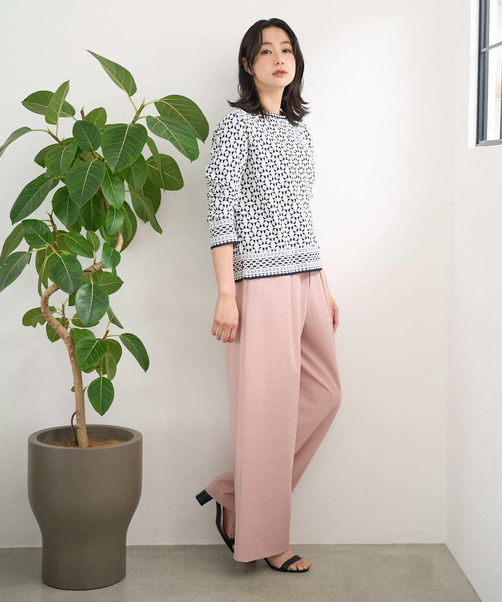 PZLEE25250 GEORGES RECH(ジョルジュ・レッシュ)  [日本製]ドロストタックワイドパンツ グレー