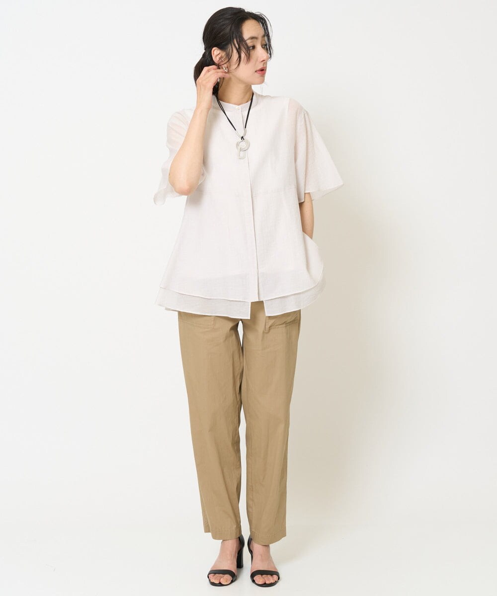 PZLHA61240 GEORGES RECH(ジョルジュ・レッシュ) [接触冷感]ストレッチテーパードベイカーパンツ カーキ