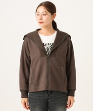 PZTAG11340 GEORGES RECH(ジョルジュ・レッシュ) ストレッチダンボールジップアップブルゾン ブラウン