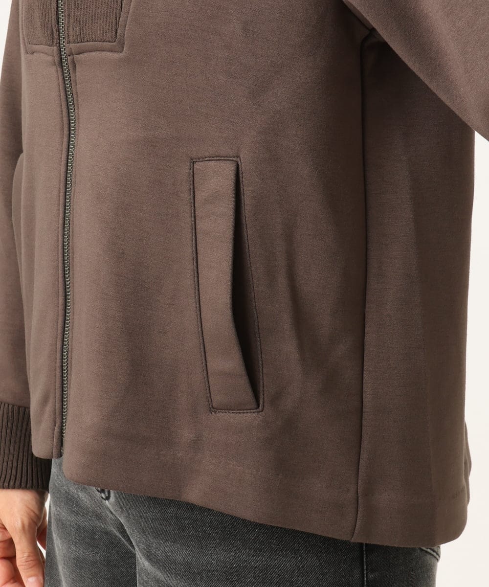 PZTAG11340 GEORGES RECH(ジョルジュ・レッシュ) ストレッチダンボールジップアップブルゾン ブラウン