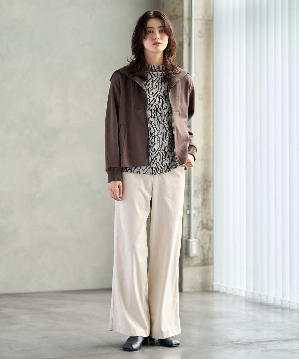 PZTAG11340 GEORGES RECH(ジョルジュ・レッシュ) ストレッチダンボールジップアップブルゾン ブラウン