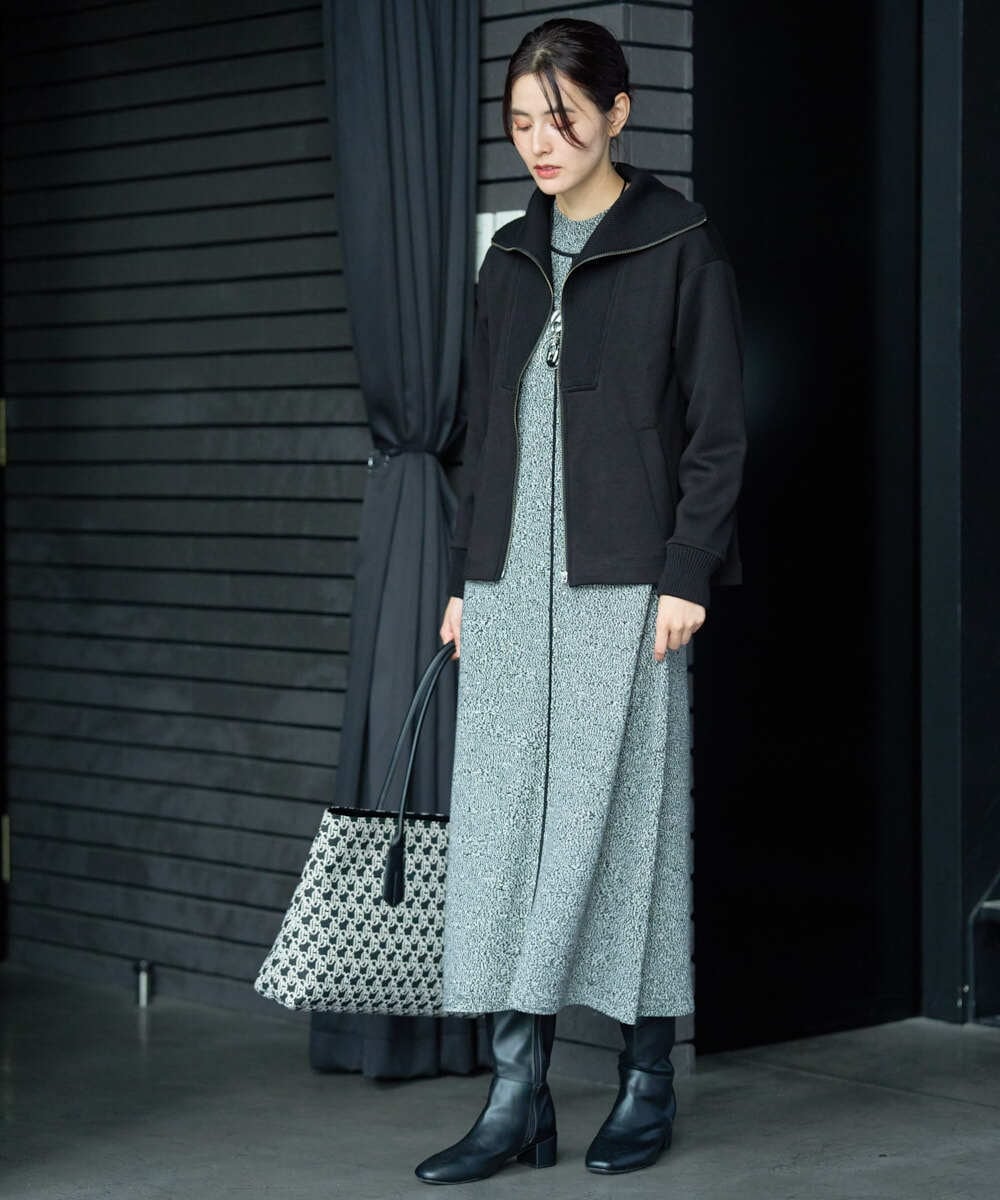 PZTAG11340 GEORGES RECH(ジョルジュ・レッシュ) ストレッチダンボールジップアップブルゾン ブラウン