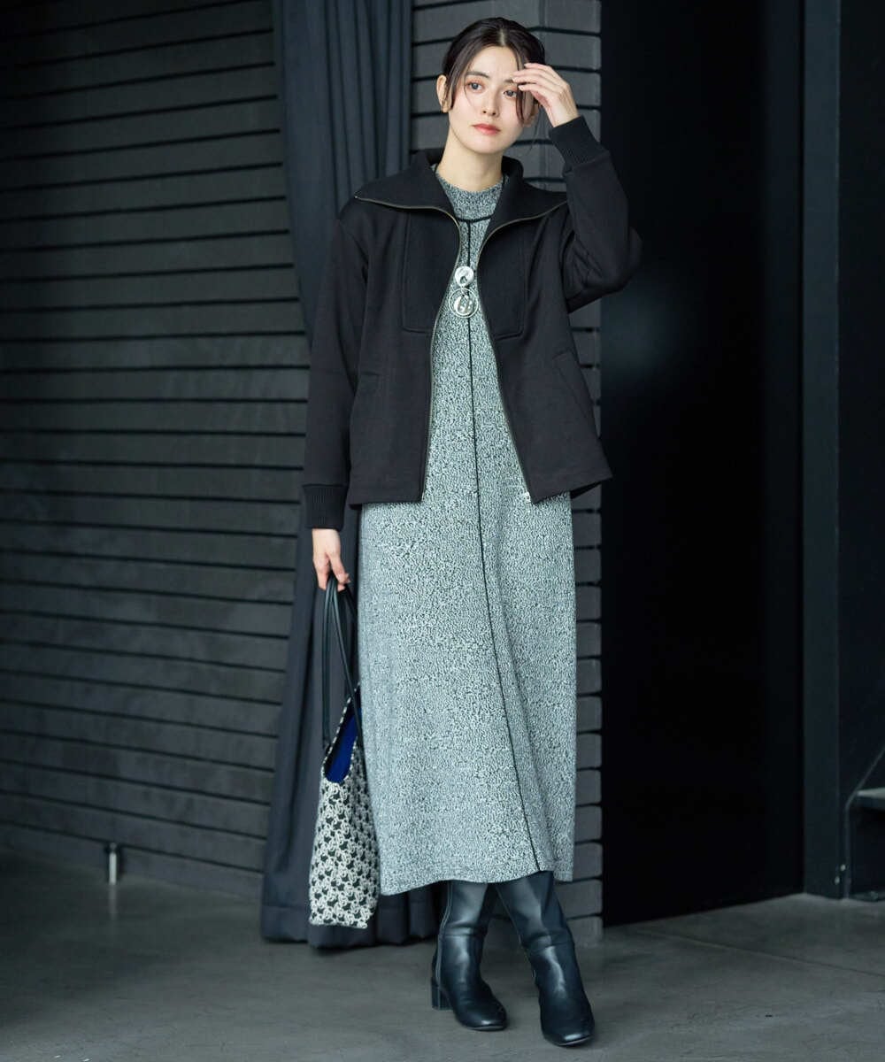 PZTAG11340 GEORGES RECH(ジョルジュ・レッシュ) ストレッチダンボールジップアップブルゾン ブラウン
