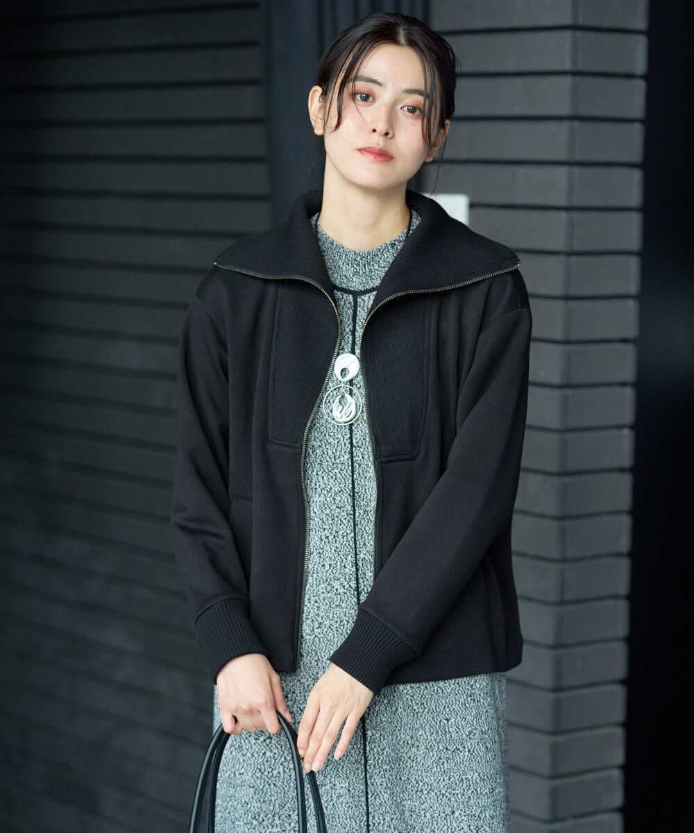 PZTAG11340 GEORGES RECH(ジョルジュ・レッシュ) ストレッチダンボールジップアップブルゾン ブラック