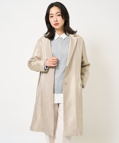 PZUEB10490 GEORGES RECH メタリックツイルロングコート