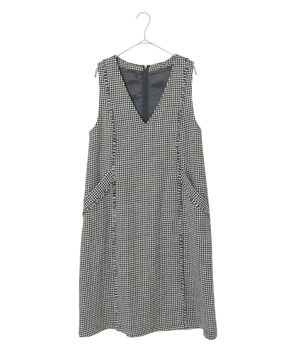 R6EAD21490 HIROKO BIS(小さいサイズ)(メゾン ドゥ サンク) 【小さいサイズ/セットアップ対応】千鳥チェックツイードジャンパースカート ブラック