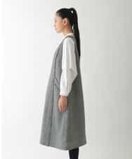R6EAD21490 HIROKO BIS(小さいサイズ)(メゾン ドゥ サンク) 【小さいサイズ/セットアップ対応】千鳥チェックツイードジャンパースカート ブラック