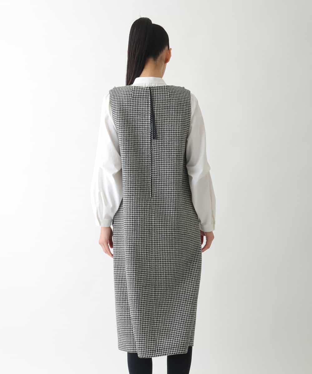 R6EAD21490 HIROKO BIS(小さいサイズ)(メゾン ドゥ サンク) 【小さいサイズ/セットアップ対応】千鳥チェックツイードジャンパースカート ブラック
