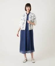 R6EGE31340 HIROKO BIS(小さいサイズ)(メゾン ドゥ サンク) 【小さいサイズ】サテンデニムピンタックデザインワンピース ネイビー